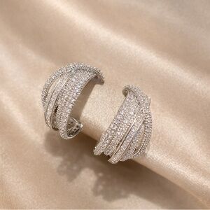 Silver Crystal Hoop Earrings